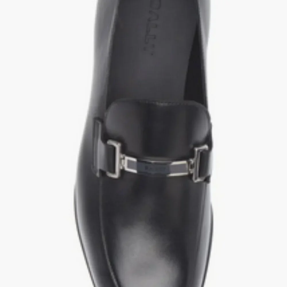 Bally Men's Onisor Black Leather Apron Toe Bit Loafer. Sz: 8